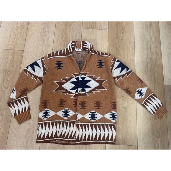 Unbranded Sweaters - Unique Vintage womens Style Aztec Tribal Cardigan Shawl Collar Knitwear XL